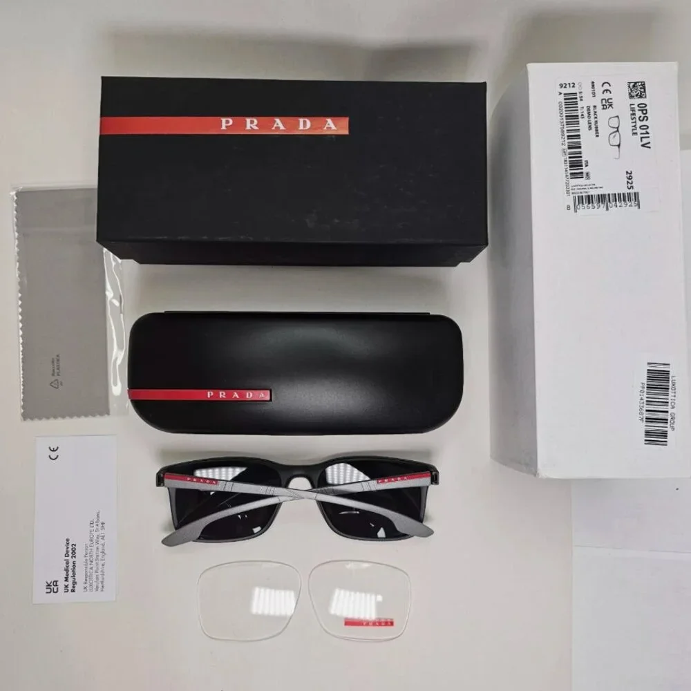 Prada Black Rubber 54mm Grey Matte Sunglasses - Picture 5 of 8